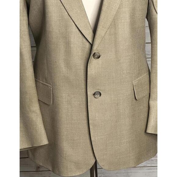 Brooks Brothers tan wool/silk/linen single-breasted sportscoat/blazer Size 46R - Picture 4 of 11